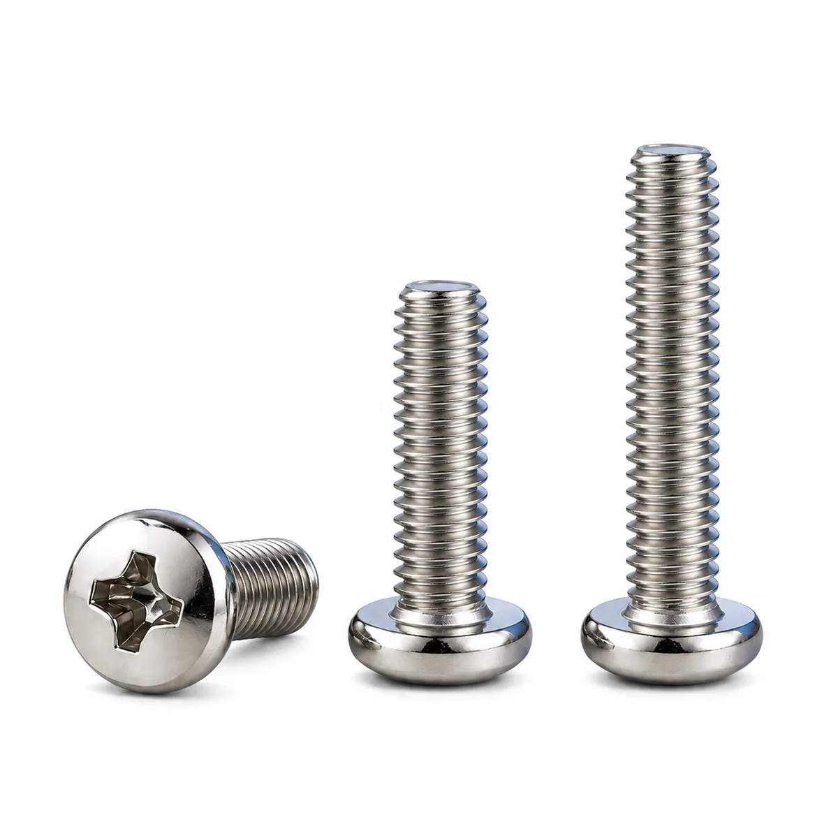 Large Pan Head Cross Machine Screws — Nickel Plated — product photo