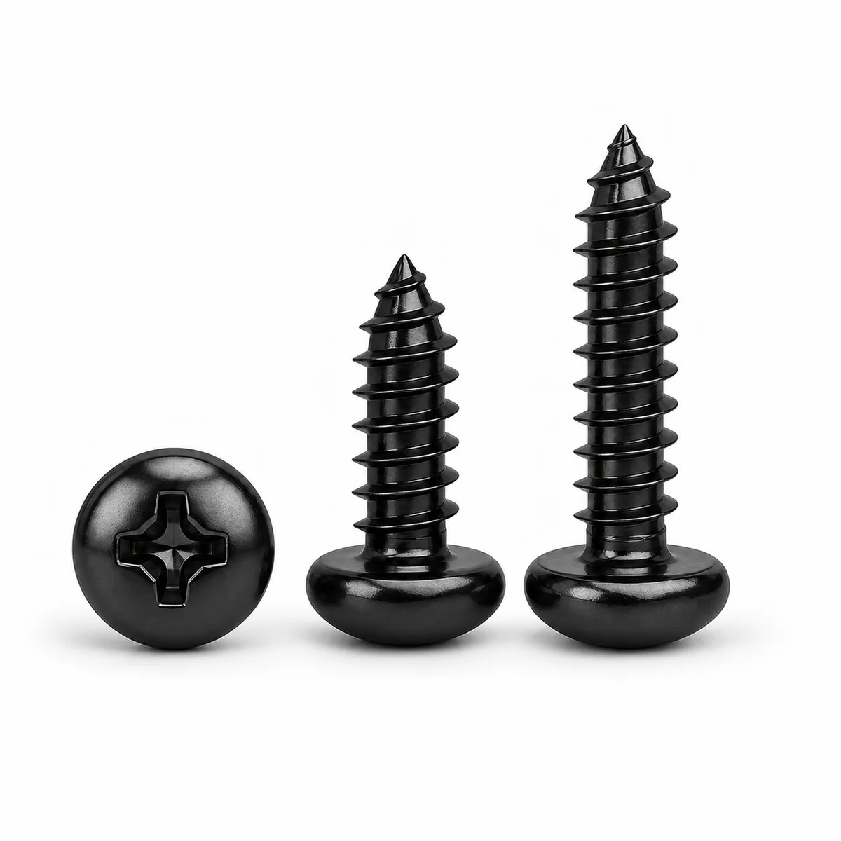 Pan Head Cross Self-Tapping Screws — Black Oxide — product photo