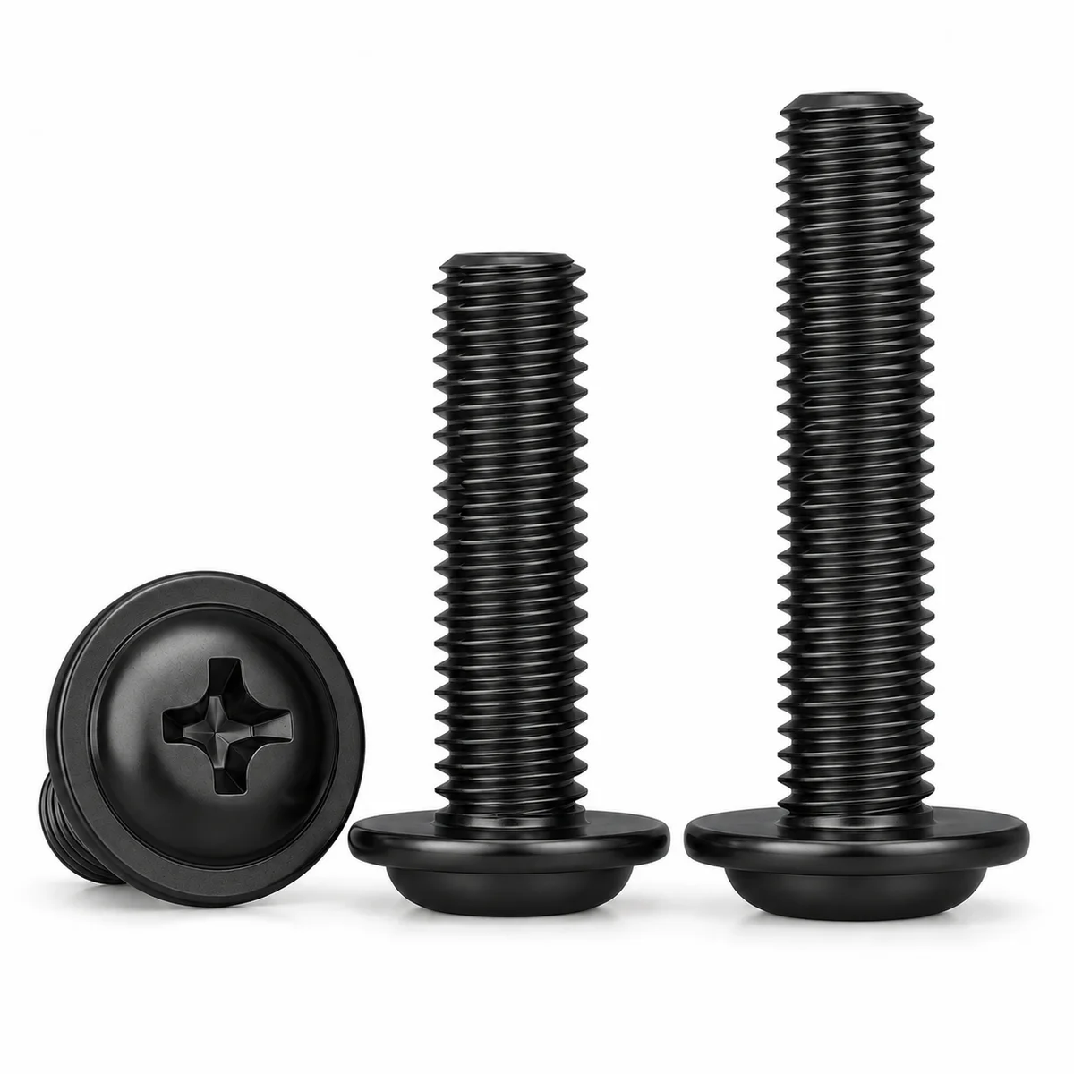 Pan Head Machine Screw & Washer Assemblies (PWM Series) — Black Oxide — product photo