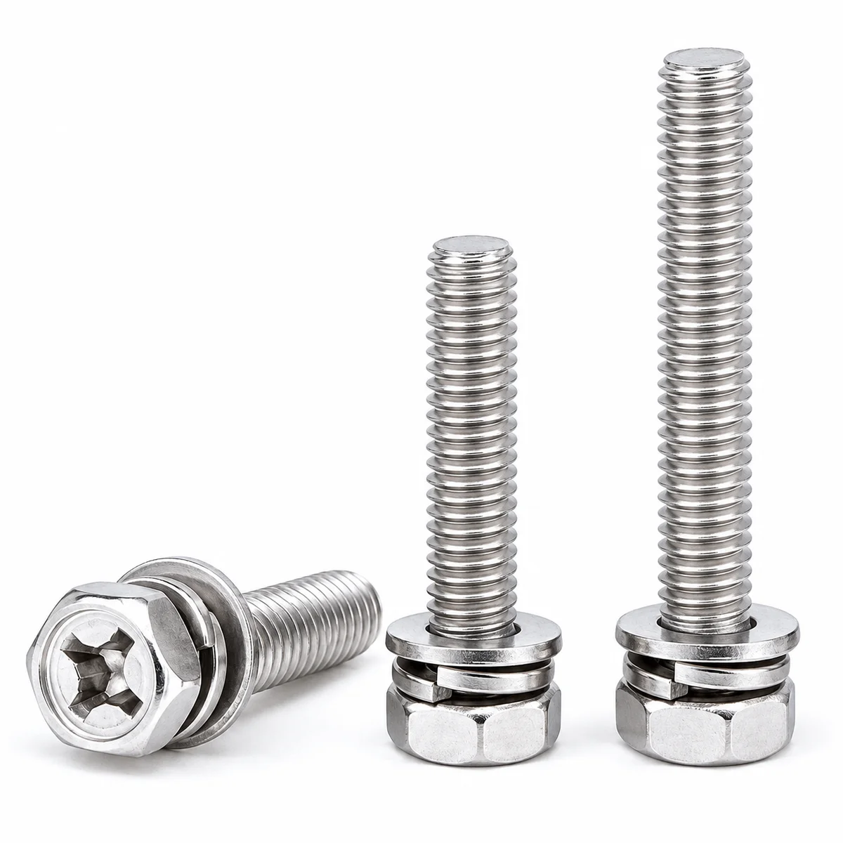 304 Stainless Indented Hex Head Screw & Washer Assemblies — product photo